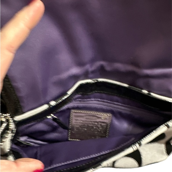 NWOT coach gray and black canvas bag with beautiful purple silk inside new - Picture 3 of 8